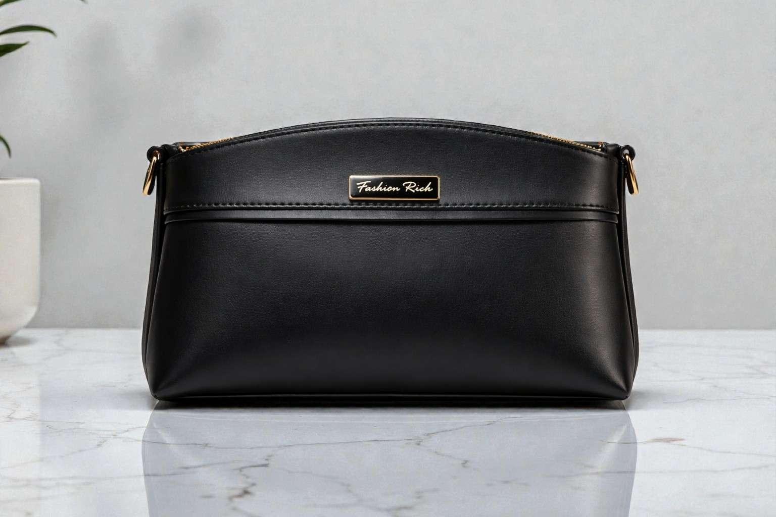 Black handbag leather shoulder strap bag - Image 1