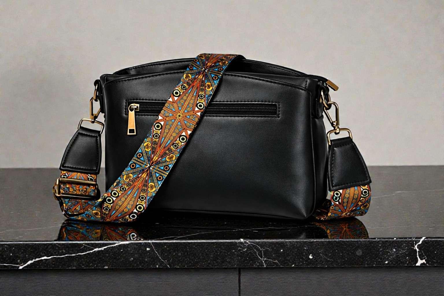 Black handbag leather shoulder strap bag - Thumbnail 3