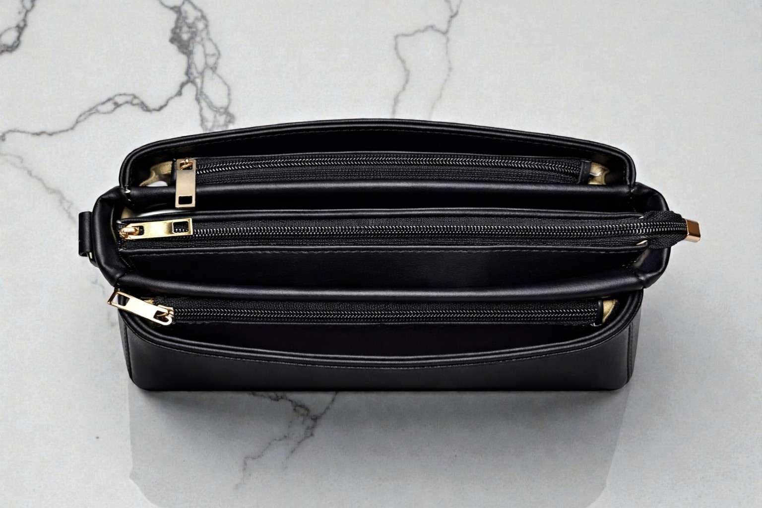 Black handbag leather shoulder strap bag - Thumbnail 4