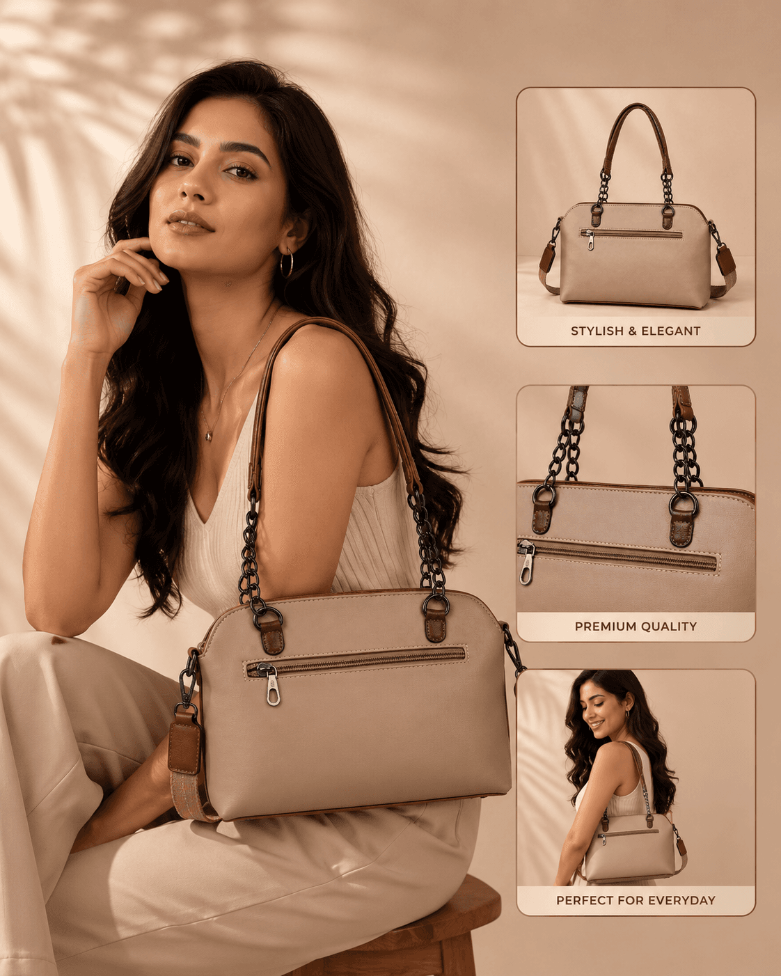 Fashion Rich Premium PU Leather Women's Shoulder & Sling Bag with Printed Strap | Stylish Crossbody - Thumbnail 3