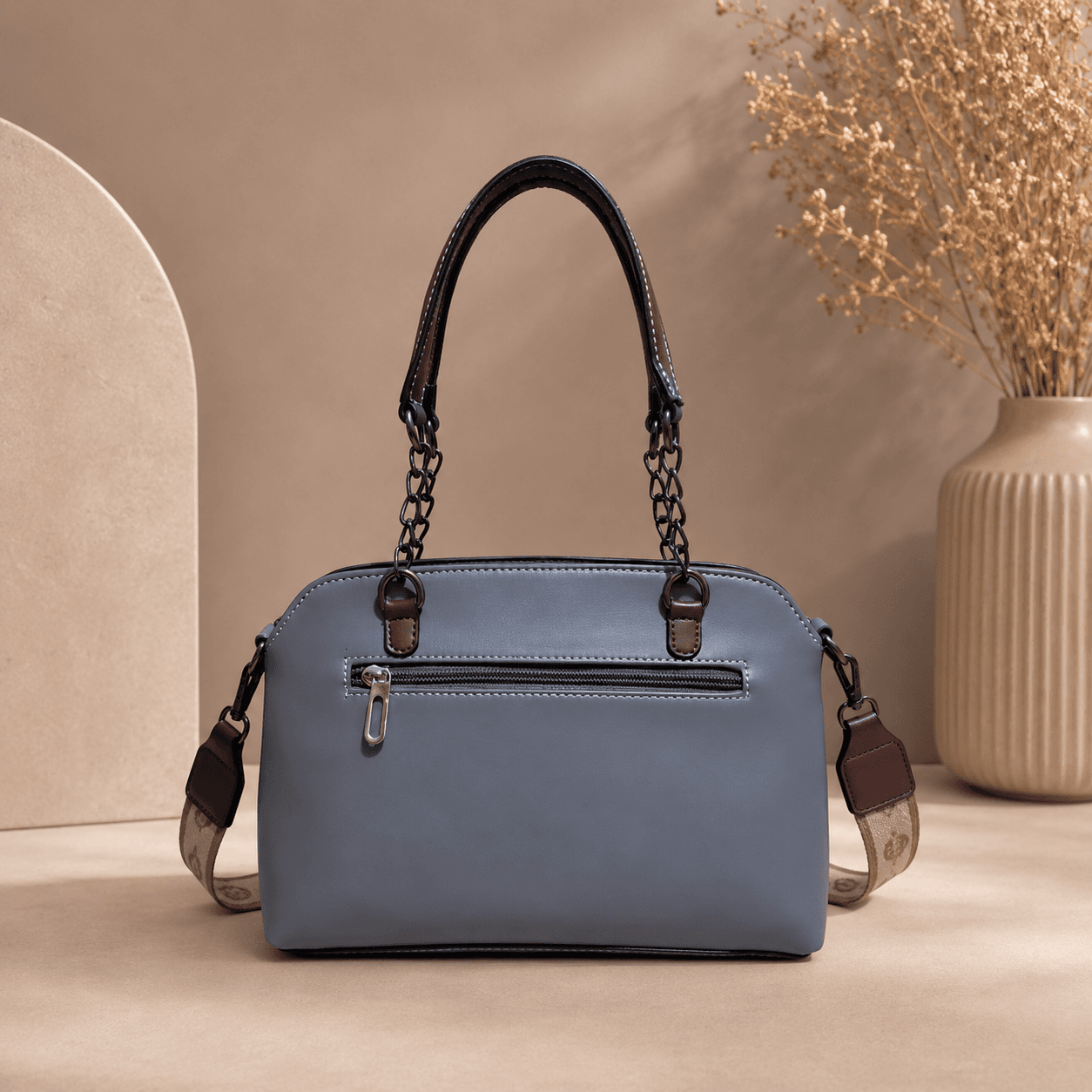 Fashion Rich Premium Grey Women's Handbag with solder strap - Thumbnail 2
