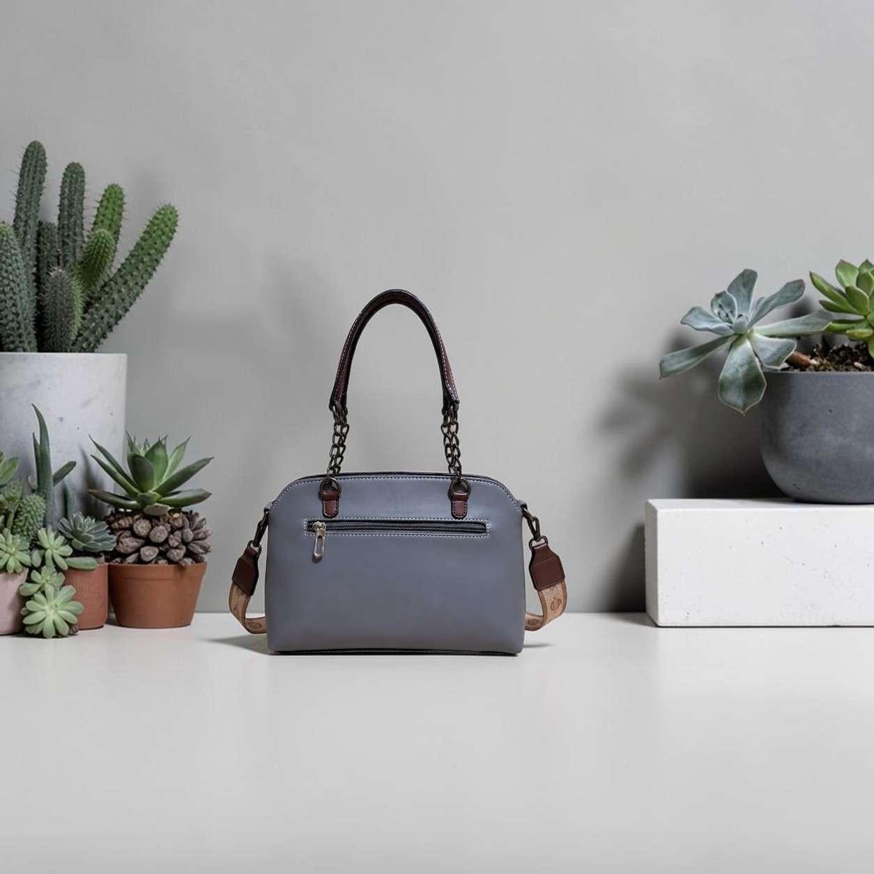 Fashion Rich Premium Grey Women's Handbag with solder strap - Thumbnail 3